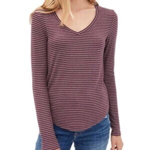 American Eagle Red Striped Soft & Sexy Slub Long Sleeve Shirt